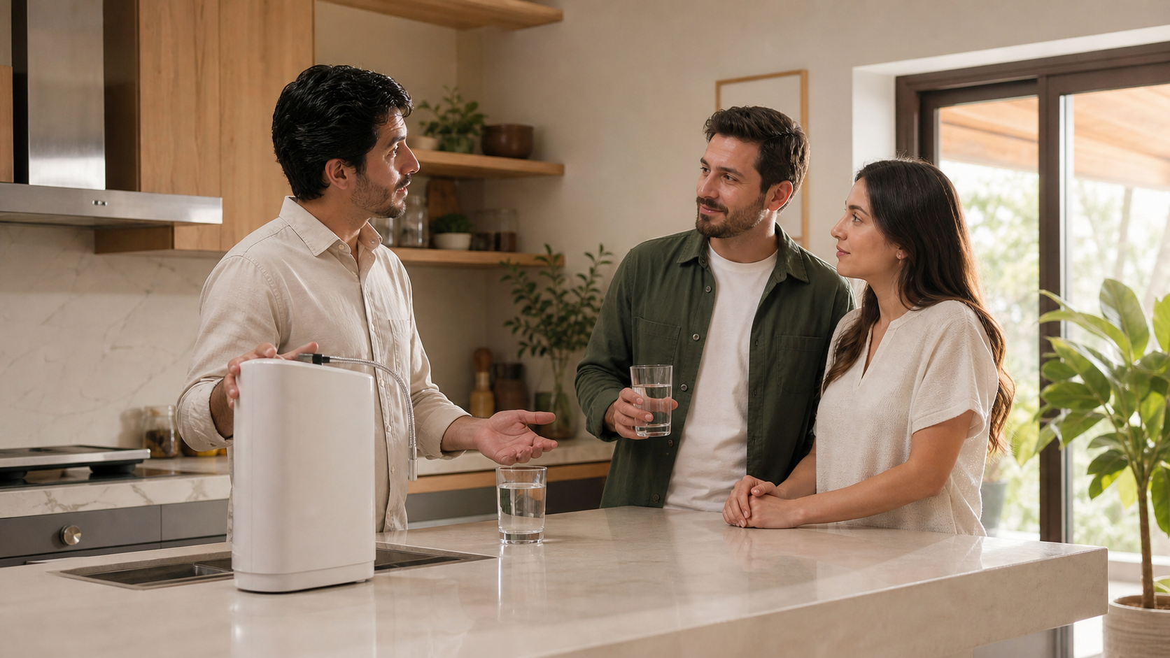 Demostración doméstica y acompañamiento personal para conocer un equipo de agua